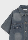 (UNISEX) Neverby Oversized Denim Short Sleeve Shirt