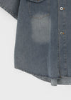 (UNISEX) Neverby Oversized Denim Short Sleeve Shirt