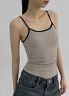 Raviol Stripe Cap Sleeveless Top (Built-in Cap)