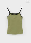 Raviol Stripe Cap Sleeveless Top (Built-in Cap)