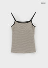Raviol Stripe Cap Sleeveless Top (Built-in Cap)