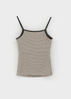 Raviol Stripe Cap Sleeveless Top (Built-in Cap)