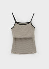 Raviol Stripe Cap Sleeveless Top (Built-in Cap)