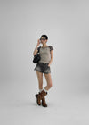 Tiyung Distressed Camo Short Denim Pants