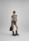 Tiyung Distressed Camo Short Denim Pants