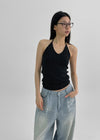 Carinang Dot Halter Sleeveless Top