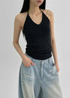 Carinang Dot Halter Sleeveless Top
