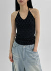 Carinang Dot Halter Sleeveless Top