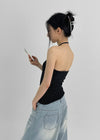 Carinang Dot Halter Sleeveless Top