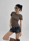 Melking Slim Shirring Short Sleeve Tee