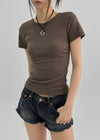 Melking Slim Shirring Short Sleeve Tee