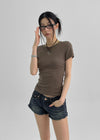 Melking Slim Shirring Short Sleeve Tee