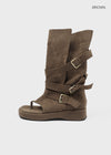 Pitching Buckle Suede Thong Mid Boots