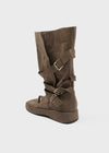 Pitching Buckle Suede Thong Mid Boots