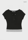 [MADE] Amu Contrast Button Short Sleeve Tee