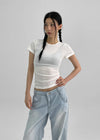 Melking Slim Shirring Short Sleeve Tee