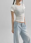 Melking Slim Shirring Short Sleeve Tee