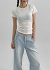 Melking Slim Shirring Short Sleeve Tee