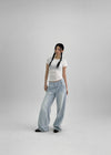 Melking Slim Shirring Short Sleeve Tee