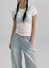 Melking Slim Shirring Short Sleeve Tee