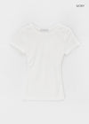 Melking Slim Shirring Short Sleeve Tee