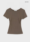 Melking Slim Shirring Short Sleeve Tee