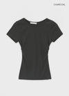 Melking Slim Shirring Short Sleeve Tee