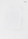 Doomit Shirring Loose Fit Off-Shoulder Short Sleeve Tee