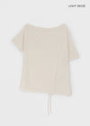Doomit Shirring Loose Fit Off-Shoulder Short Sleeve Tee