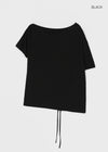 Doomit Shirring Loose Fit Off-Shoulder Short Sleeve Tee