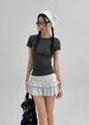 Melking Slim Shirring Short Sleeve Tee