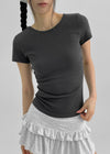 Melking Slim Shirring Short Sleeve Tee