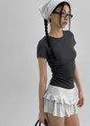 Melking Slim Shirring Short Sleeve Tee