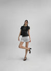 Melking Slim Shirring Short Sleeve Tee