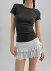 Melking Slim Shirring Short Sleeve Tee
