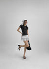 Melking Slim Shirring Short Sleeve Tee