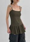 Cammel Stripe Layered Sleeveless Mini Dress