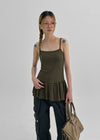 Cammel Stripe Layered Sleeveless Mini Dress