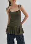 Cammel Stripe Layered Sleeveless Mini Dress