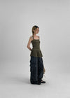 Cammel Stripe Layered Sleeveless Mini Dress