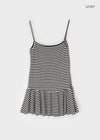 Cammel Stripe Layered Sleeveless Mini Dress