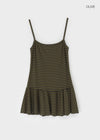 Cammel Stripe Layered Sleeveless Mini Dress