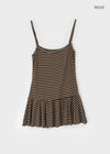 Cammel Stripe Layered Sleeveless Mini Dress