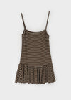 Cammel Stripe Layered Sleeveless Mini Dress