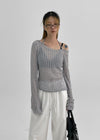 Été Distressed Strap Long Sleeve Tee
