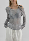 Été Distressed Strap Long Sleeve Tee