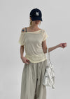 Hinz Basic Off-Shoulder Short Sleeve Tee