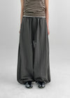 (UNISEX) Bagging Rivet Nylon Wide String Pants