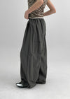 (UNISEX) Bagging Rivet Nylon Wide String Pants