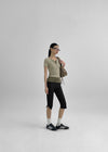 Bining Layered Stripe Halter Henley T-Shirt (S/S Ver.)